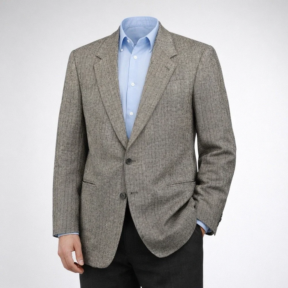 Gino Rossi Mens Sport Jacket Blazer Grey/Blue  Buttons Lining Size 48  100% Silk
